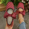Nuevos Zapatos de Salón de Boca Baja con Lunares y Lazo Estilo Comercio Exterior para Mujer, Zapatos Planos Mary Jane de Ballet Transfronterizos para Todas las Estaciones, Wish