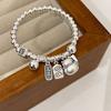 Plato Redondo Gato de la Suerte Retro Pulsera de Buena Suerte para Mujer Pulsera de Cuentas Redondas Lujo Accesible Alta Gama Pulsera de Estilo Chino Nuevo
