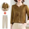 Conjunto da moda de primavera para mãe de meia-idade 2025 nova camisa de chiffon de sete mangas de verão para mulheres de meia-idade