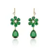 Set Transfronterizo Estilo Europeo y Americano Nueva Joyería de Moda Collar de Zirconia Esmeralda Cadena de Clavícula Diaria Cadena de Flor