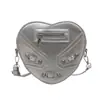 Bolsa Transversal Estilo Motociclista Coração da Moda para Mulheres, Bolsa de Ombro Simples Fashion e Única, Bolsa de Mão de Nicho Francês Bolsa de Axila