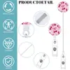 Porta-credencial retráctil de cereza rosa con cordón de piel sintética, porta-identificación en relieve, porta-tarjeta de campus, clip para insignia, en stock