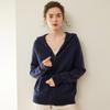 Outono e inverno novo cashmere com capuz malha cardigan duplo zíper com bolso cor sólida suéter macio cera jaqueta para mulheres