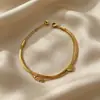 Tornozeleira de aço titânio dupla camada osso de cobra com design de coração LOVE, corrente fina dupla camada, tornozeleira osso de cobra em camadas de luxo leve