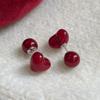 Diseño de nicho aretes de amor color vino para mujer 2024 nuevas explosiones unos aretes de lujo multi-uso aretes de otoño e invierno