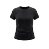 Camiseta Básica de Manga Corta Versátil de Color Sólido para Mujer Heyhenry de Verano, Corte Ajustado, Ceñida a la Cintura, Cuello Redondo