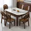 Mesa de jantar e cadeiras de madeira maciça de alta qualidade, mesa de jantar em placa de rocha, mesa quadrada e redonda de pequeno porte de uso duplo, conjunto de mesa e cadeiras de jantar extensível para casa