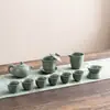 Juego de Té con Esmalte Craquelado de la Cerámica Tianqing Ge - Juego Completo de Kung Fu en Caja de Regalo de Cerámica, Regalo Personalizado de Alta Gama