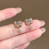 Brincos Pingente Gatinho Banhados a Ouro 18K Real com Pino de Prata, Brincos de Tarraxa Fashion Leve Luxo Temperamento, Brincos Versáteis de Alta Qualidade para Mulheres