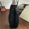 Jeans rectos de pierna ancha con estampado de leopardo retro americano y retazos, dobladillo curvo, para mujer, nuevo diseño de otoño, pantalones de trabajo modernos