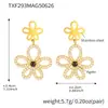 Omaca Acero Inoxidable Zircón 5A Ágata Negra Flor Collar Pulsera Anillo Aretes Diseño Elegante Set de Nicho