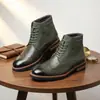 Bestseller de Amazon - Botas Martin Retro Nuevas, Caña Media, Diseño Tallado, Modernas para Hombre, Versátiles, Casuales - 27039