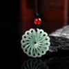 Colgante de jade natural A-cargo con movimiento de tiempo, colgante de jade de semilla de hielo, cadena de suéter con rueda de transferencia, collar para hombres y mujeres, colgante de jade