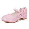 Zapatos de Cuero para Niñas Estilo Chanel, Elegantes Zapatos de Baile de Princesa de Moda Transfronterizos, Elegantes Zapatos de Tacón Alto Individuales para Niñas, Zapatos de Cuero para Niños Pequeños