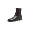Botines de Tacón Grueso Temporada Primer Encuentro para Mujer Otoño Invierno Botines Individuales Tacón Medio Elásticos Adelgazantes Botas Nuevas Punta Cuadrada Botas Martin Negras