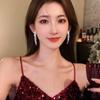 Colar de borla de diamante flash brincos terno feminino europeu e americano luz luxo nicho alta qualidade clavícula corrente novos acessórios populares