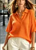 Nueva Camisa Polo de Punto Waffle Suelta de Manga Corta para Mujer Verano 2026, Estilo Europeo y Americano, Top Casual Versátil de Color Sólido