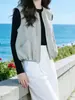 Colete Elegante da Moda Estilo Coreano com Gola Redonda para Mulheres 2026 Primavera/Outono Novo Design Camada sem Mangas Cardigan Colete Peça de Roupa Exterior