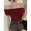 Top Ombro a Ombro Vintage Puro Desejo Personalizável 260g para Mulheres, Emagrecedor, Suave, Verão, Manga Curta Versátil