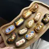 Ébano y Sándalo Incrustados Accesorios de Dibujos Animados Manualidades DIY Accesorios Cuentas Budistas Pulsera de Hilo Collar Joyería