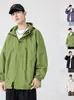 Chaqueta con Caparazón Estilo Bosque Transfronterizo con Bolsillos Laterales Parche 3D Primavera y Otoño Senderismo Montañismo Holgada Repelente al Agua Cortavientos