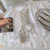 Meias Coreanas para Mulheres Estilo Ins Meias com Laço para Mulheres Meias de Pelúcia Finas de Verão para Mulheres com Sapatos Pequenos de Couro Meias Femininas com Borda Enrolada