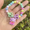 Pulseiras Infantis Fofas com Contas Acrílicas Coloridas, Contas de Pérola de Plástico, Contas Coloridas, Pulseiras com Pingentes de Desenho Animado para Meninas