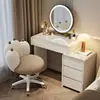 2026 Nova Mesa de Maquiagem Tampo de Rocha Penteadeira Cômoda Integrada Quarto Estilo Retrô Creme Apartamento Pequeno Moderno Simples