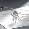 Collar Vagando por la Tierra Astronauta Creativo Colgante de Piedra Lunar Collar de Moda con Personalidad para Hombre y Mujer Cadena Corta para Clavícula Artículo