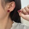 Exquisitos y Pequeños Pendientes Geométricos Simples de Esmalte Rojo Tendencia de Moda Sentido Avanzado Pendientes Dulces Frescos Explosiones
