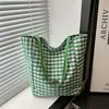 Nova bolsa de ombro xadrez retrô de verão, bolsa tote de nylon de grande capacidade, bolsa de lona, bolsa de mão casual para estudante
