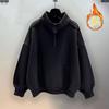 Traje Casual Masculino Duas Peças Masculino Outono Inverno Jovem Tendência Gola Alta Meia Manga Moletom com Caimento Solto