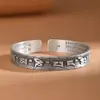 Fábrica de Joias Xin Qin Pulseira de Prata Esterlina 999 Personalizada Mantra de Seis Caracteres Feminina Gravação Sólida Larga Masculina Pulseira de Prata Sutra do Coração
