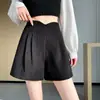 Shorts Retro de Veludo Cotelê de Cintura Alta e Perna Larga de Comprimento Três Quartos para Mulheres, Nova Roupa Externa Versátil e Estilosa Outono/Inverno, Shorts Boot com Barra Dupla para Mulheres