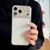 Ins É Adequado para Película de Lente de Celular Apple 17Promax, Estilo Desenho Animado de Tela Cheia 17Pro Película de Lente Prata com Glitter