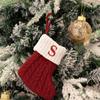 Linda Media Navideña con Letra Decoración Colgante Creativo para Árbol de Navidad Calcetines Tejidos de Lana Estilo Navideño Accesorios de Decoración