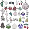 30 Goteo de Aceite Blanco K Fondo Flores Pequeñas, Estrellas, Corazones, Palmeras de Coco, Fresas, Colgantes de Aleación, Accesorios de Joyería para Pulseras Hechas a Mano DIY