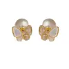 Pendientes de Mariposa y Perla con Circonita Retro Estilo Francés, Elegantes y con Estilo, un Diseño de Pendiente Versátil de Dos Vías, Lujo Ligero, Joyería de Oreja Dulce y Versátil