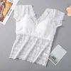 Nuevo Chaleco de Encaje Estilo Francés Correa Ancha en el Hombro Cuello en V Prenda Base Exterior Top Ropa de Mujer Sujetador sin Aros Sexy Ropa Interior para Gorditas