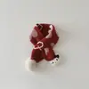 Bufanda Infantil Qiunan Otoño e Invierno Roja Festiva Tejida Cálida Gato Lindo Bebé Bufanda Cruzada