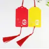 Tarjeta de Felicitación con Deseos de Salud, Personalizable con Texto, Tarjeta Colgante con Cordón de Borla, Tarjeta Roja de Bendición, Tarjeta de Deseos Escribible, En Stock