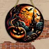 Transfronterizo Más Vendido Creativo Artesanía de Madera Colgante Redondo Logo Esqueleto de Terror Calabaza de Madera Halloween