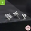 Aretes de plata con charm de trébol de cuatro hojas nuevo y fresco, moissanita, exquisitos, elegantes, de la suerte, plata s925