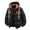 Chamarra de Algodón con Capucha para Hombre, Casual Holgada Versátil Falso Dos Piezas Moda 2025 Joven Estudiante Invierno Cálida Chaqueta Acolchada