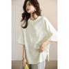 Camiseta de Algodão Manga Curta Jacquard Moda Damasco Verão Feminina Nova Top Solto Produtos Europeus Plus Size Roupas Femininas