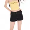 Shorts de Mezclilla Estilo Americano de Tiro Bajo para Mujer, Novedad Verano 2026 Elásticos Adelgazantes de Cintura Alta Doble Botón Línea A Ropa Exterior Hot Pants