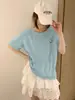 Ying+ Trece Líneas Pintado Pato Donald Letra Copo de Nieve Camiseta de Algodón Cuello Redondo Adelgazante Versátil Manga Corta Verano M50-6025