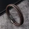 Pulseira de Couro Masculina Retro Transfronteiriça, Pulseira de Couro Versátil Personalizada para Estudantes, Pulseira Trançada, Fashion e Simples