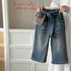 Jeans de pierna recta para niña 2026 Otoño/Invierno Nuevo Estilo Au Li Cálido Cálido Terciopelo Degradado Lavado Elástico No Voluminoso Pantalones Largos
