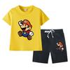 Traje de verano Mario para niños, verano 2023, nuevo bebé, algodón, manga corta, pantalones cortos, conjunto fino de dos piezas